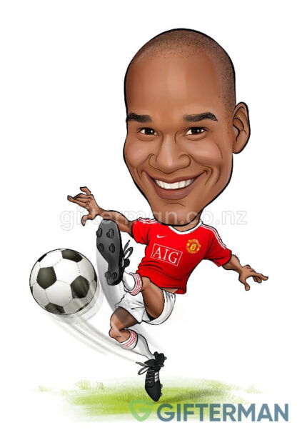 Football Kick Caricature From Your Photos, Custom Sports Caricatures