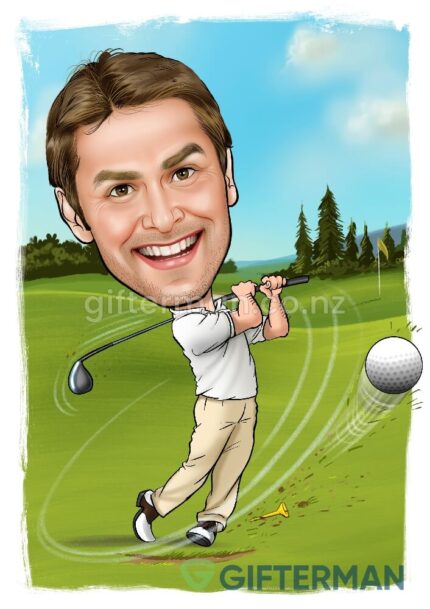 Golf Caricature From Your Photos, Custom Sports Caricatures