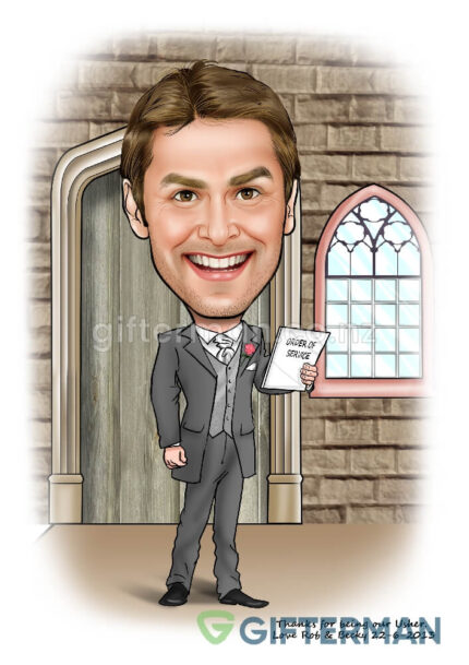 Bestman Caricature From Your Photos, Custom Wedding Caricatures