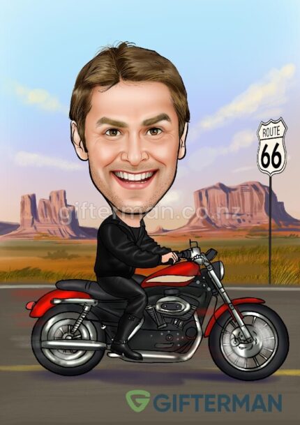 Biker Cartoon From Your Photos, Custom Bike Caricatures