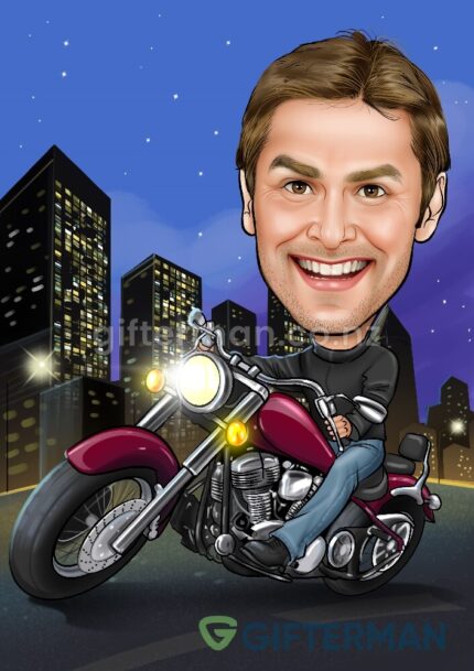 Biker Caricature From Your Photos, Custom Bike Caricatures