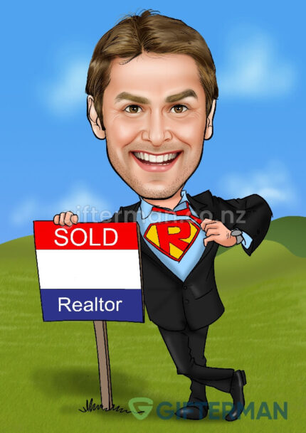 Real Estate Agent Caricature From Your Photos, Custom Birthday Caricatures