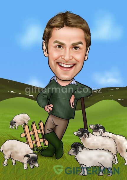 Shepherd Caricature From Your Photos, Custom Birthday Caricatures