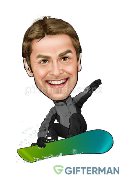 Snowboard Caricature From Your Photos, Custom Birthday Caricatures