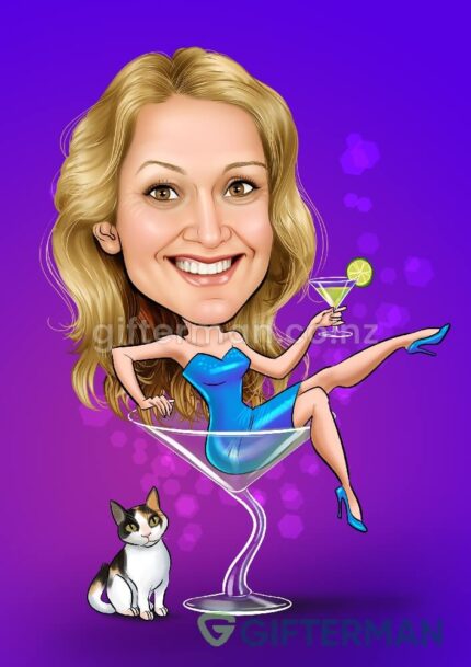 Party Queen Caricature From Your Photos, Custom Birthday Caricatures